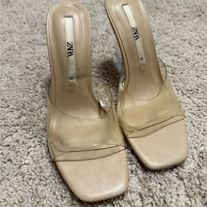 Zara Women's Cream Heeled Sandals
